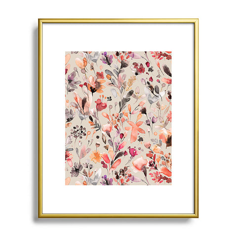 Ninola Design Wild Flowers Meadow Autumn Metal Framed Art Print