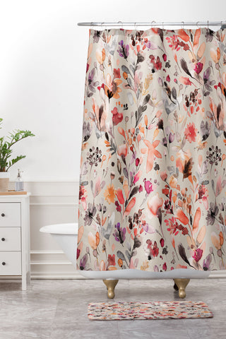 Ninola Design Wild Flowers Meadow Autumn Shower Curtain And Mat
