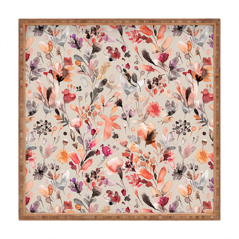 Ninola Design Wild Flowers Meadow Autumn Square Tray