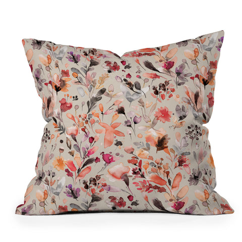 Ninola Design Wild Flowers Meadow Autumn Outdoor Throw Pillow