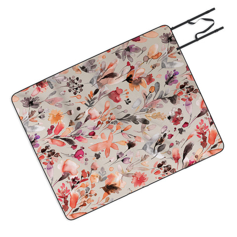 Ninola Design Wild Flowers Meadow Autumn Picnic Blanket