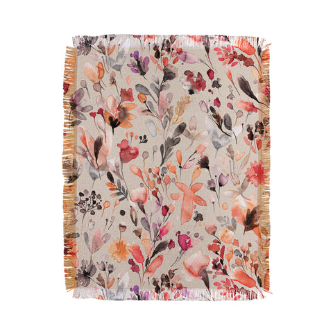 Ninola Design Wild Flowers Meadow Autumn Throw Blanket