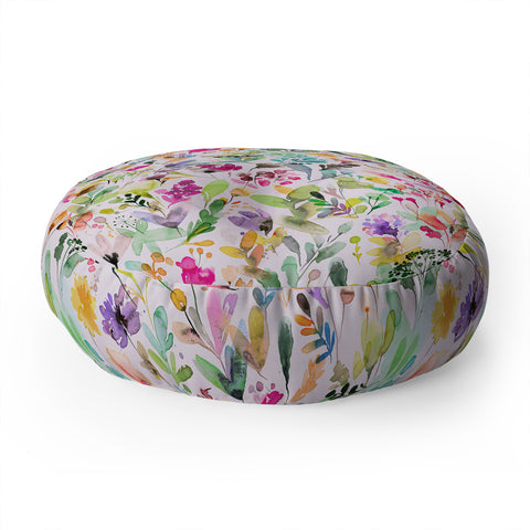 Ninola Design Wild Flowers Meadow Perennial Floor Pillow Round
