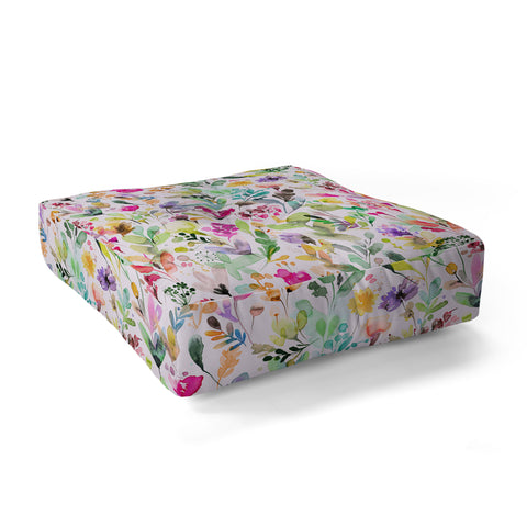 Ninola Design Wild Flowers Meadow Perennial Floor Pillow Square