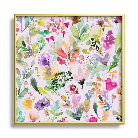 Ninola Design Wild Flowers Meadow Perennial Square Metal Framed Art Print