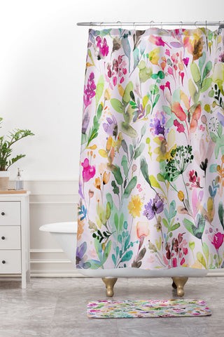 Ninola Design Wild Flowers Meadow Perennial Shower Curtain And Mat