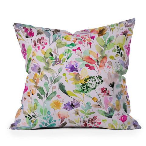 Ninola Design Wild Flowers Meadow Perennial Throw Pillow