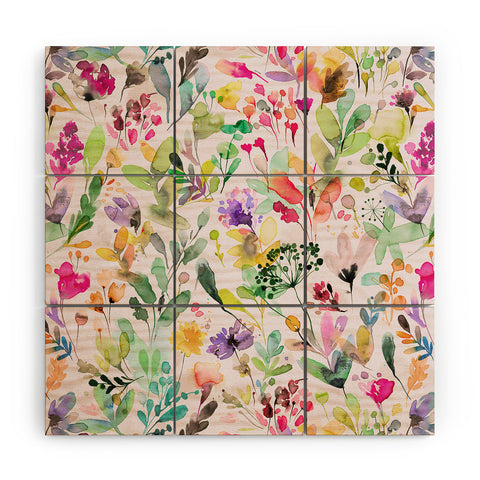 Ninola Design Wild Flowers Meadow Perennial Wood Wall Mural