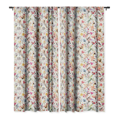 Ninola Design Wild Flowers Meadow Red Blackout Window Curtain