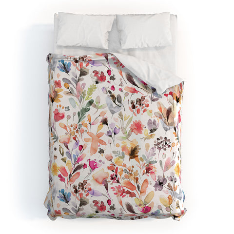 Ninola Design Wild Flowers Meadow Red Duvet Cover