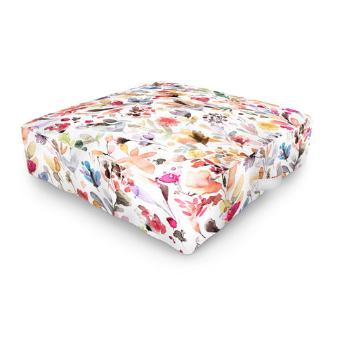 Ninola Design Wild Flowers Meadow Red Outdoor Floor Cushion