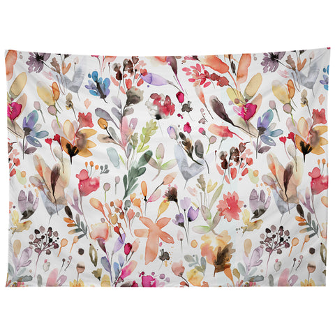 Ninola Design Wild Flowers Meadow Red Tapestry