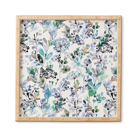 Ninola Design Wild Grasses Blue Framed Wall Art
