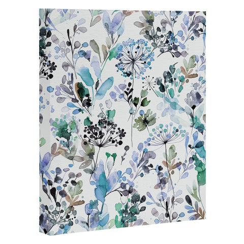 Ninola Design Wild Grasses Blue Art Canvas