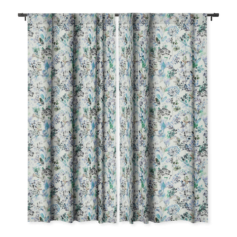 Ninola Design Wild Grasses Blue Blackout Window Curtain