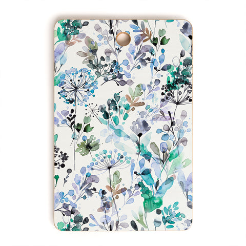 Ninola Design Wild Grasses Blue Cutting Board Rectangle
