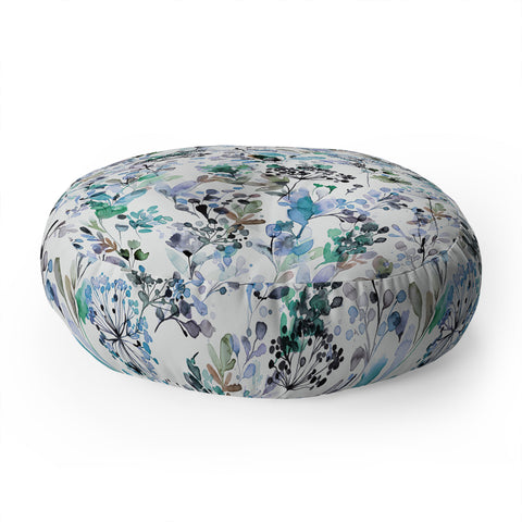 Ninola Design Wild Grasses Blue Floor Pillow Round