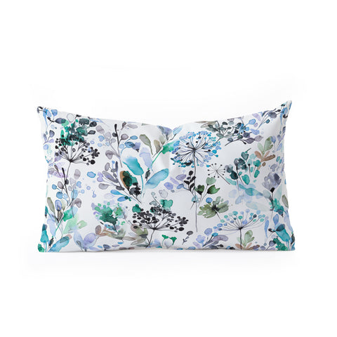 Ninola Design Wild Grasses Blue Oblong Throw Pillow