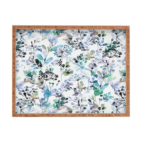 Ninola Design Wild Grasses Blue Rectangular Tray
