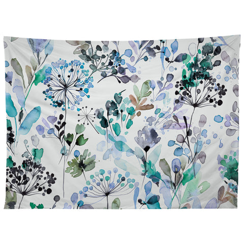 Ninola Design Wild Grasses Blue Tapestry