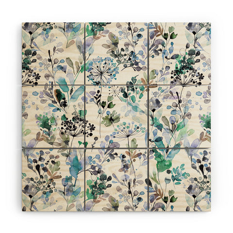 Ninola Design Wild Grasses Blue Wood Wall Mural