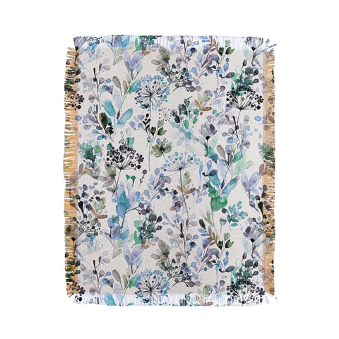 Ninola Design Wild Grasses Blue Throw Blanket