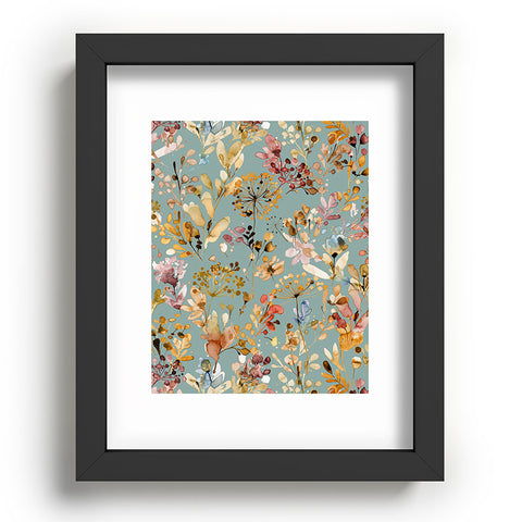 Ninola Design Wild Grasses Gold Teal Recessed Framing Rectangle