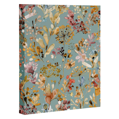 Ninola Design Wild Grasses Gold Teal Art Canvas