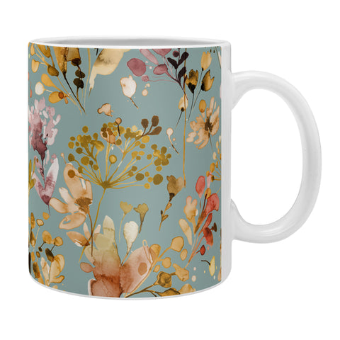 Ninola Design Wild Grasses Gold Teal Coffee Mug