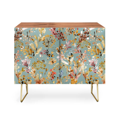 Ninola Design Wild Grasses Gold Teal Credenza