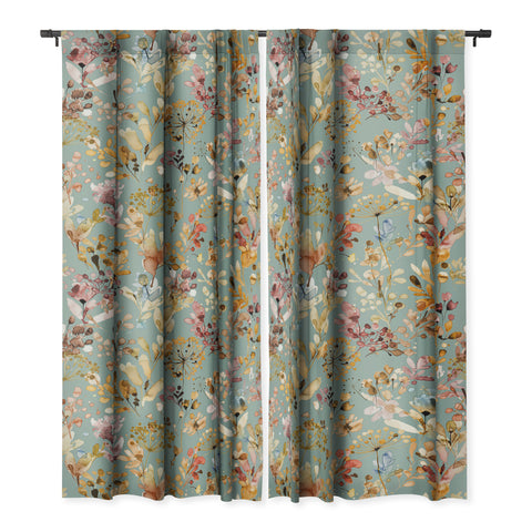 Ninola Design Wild Grasses Gold Teal Blackout Non Repeat