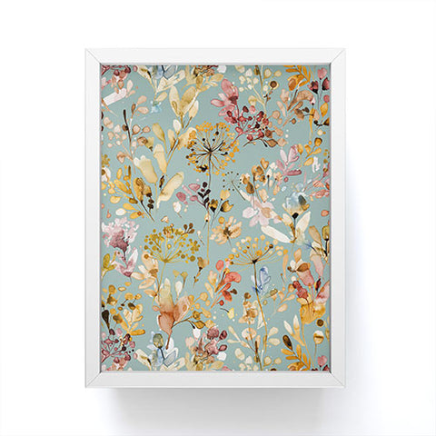 Ninola Design Wild Grasses Gold Teal Framed Mini Art Print
