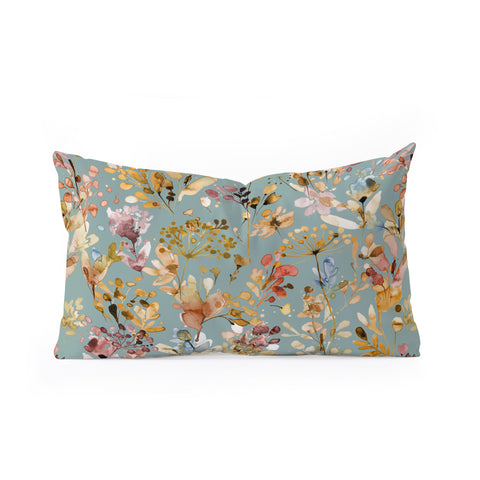 Ninola Design Wild Grasses Gold Teal Oblong Throw Pillow