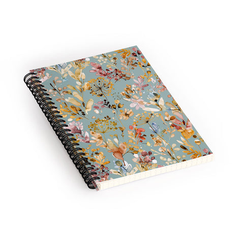 Ninola Design Wild Grasses Gold Teal Spiral Notebook