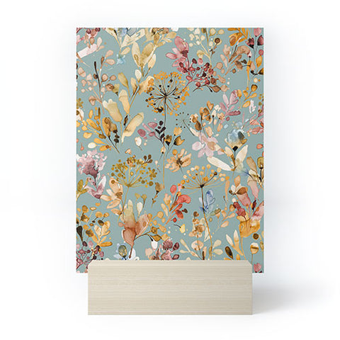 Ninola Design Wild Grasses Gold Teal Mini Art Print