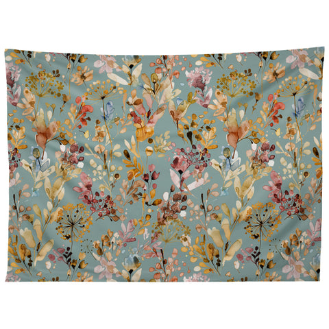 Ninola Design Wild Grasses Gold Teal Tapestry