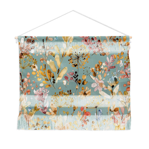 Ninola Design Wild Grasses Gold Teal Wall Hanging Landscape