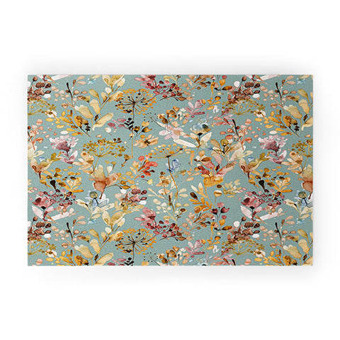 Ninola Design Wild Grasses Gold Teal Welcome Mat