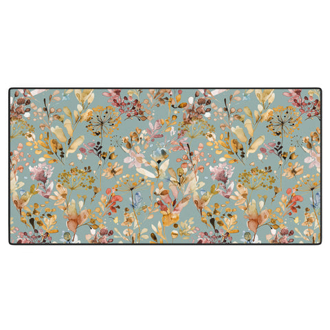 Ninola Design Wild Grasses Gold Teal Desk Mat