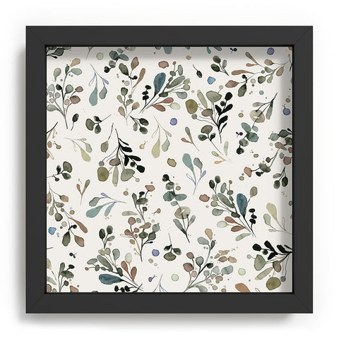 Ninola Design Wild Leaves Plants Botanical Neutral Recessed Framing Square