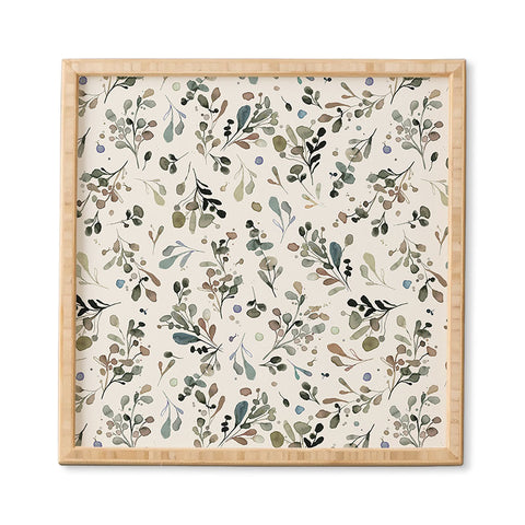 Ninola Design Wild Leaves Plants Botanical Neutral Framed Wall Art