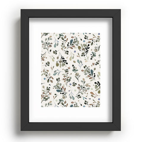 Ninola Design Wild Leaves Plants Botanical Neutral Recessed Framing Rectangle