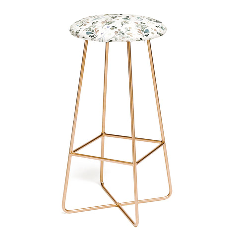 Ninola Design Wild Leaves Plants Botanical Neutral Bar Stool