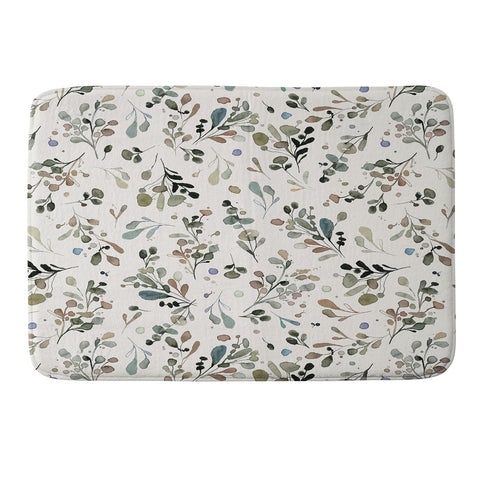 Ninola Design Wild Leaves Plants Botanical Neutral Memory Foam Bath Mat
