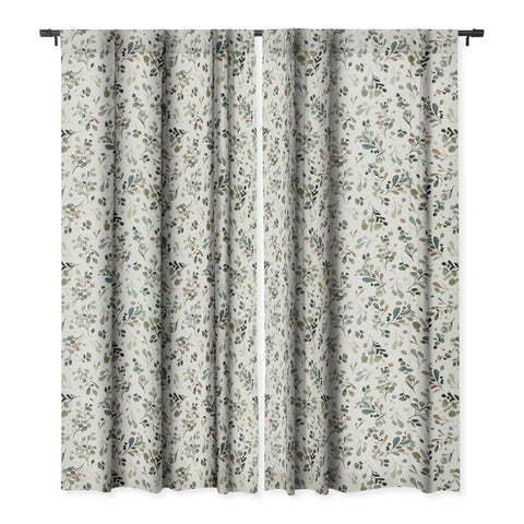 Ninola Design Wild Leaves Plants Botanical Neutral Blackout Window Curtain