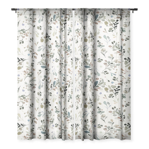 Ninola Design Wild Leaves Plants Botanical Neutral Sheer Non Repeat