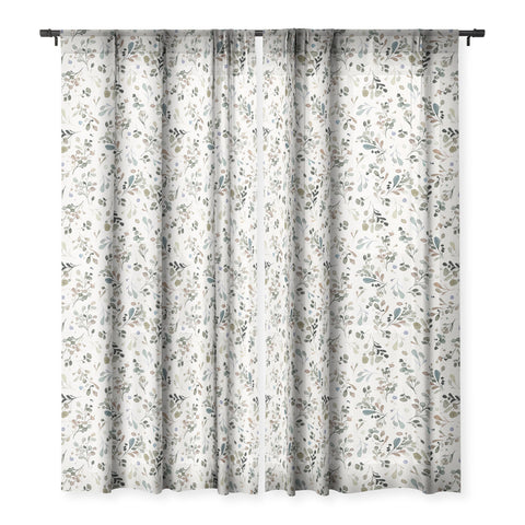 Ninola Design Wild Leaves Plants Botanical Neutral Sheer Window Curtain