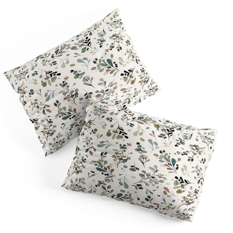Ninola Design Wild Leaves Plants Botanical Neutral Pillow Shams