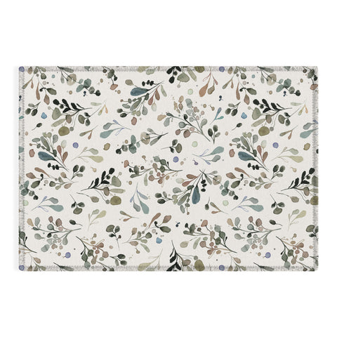 Ninola Design Wild Leaves Plants Botanical Neutral Outdoor Rug