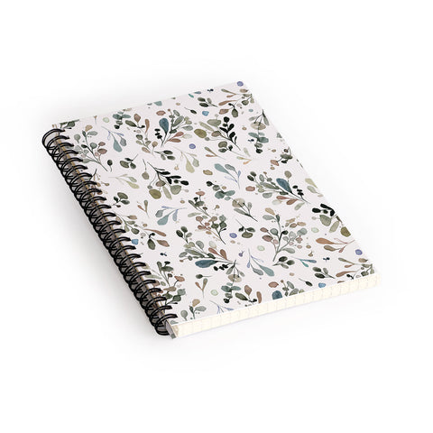 Ninola Design Wild Leaves Plants Botanical Neutral Spiral Notebook